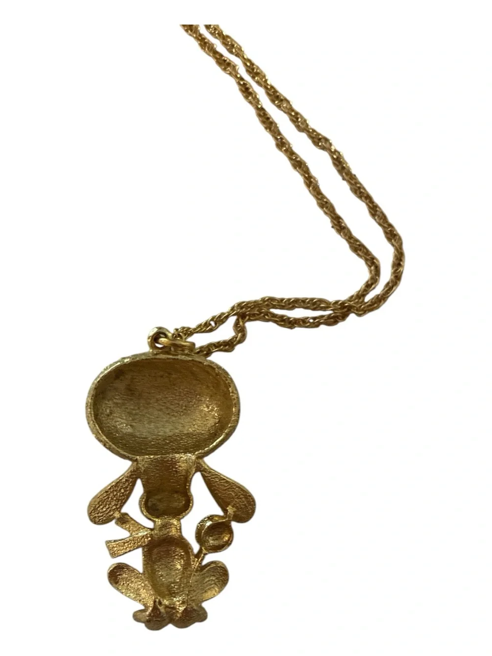 Vintage Gold Tone Poodle Pendant Necklace with Red Accent Stones - Picture 2 of 2